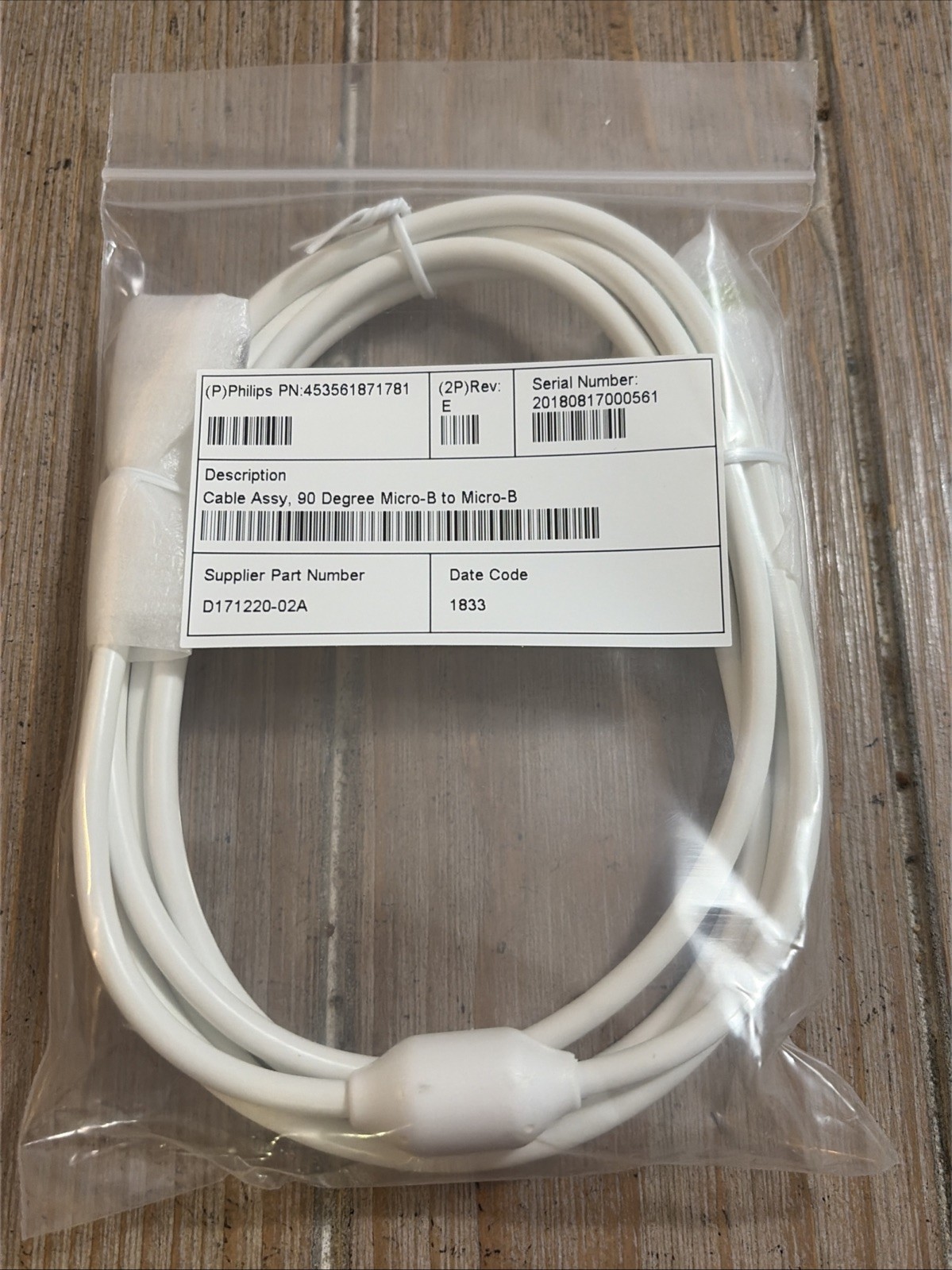 90 Degree Micro B to Micro B Transducer Cable Assy for Philips Lumify Ultrasound