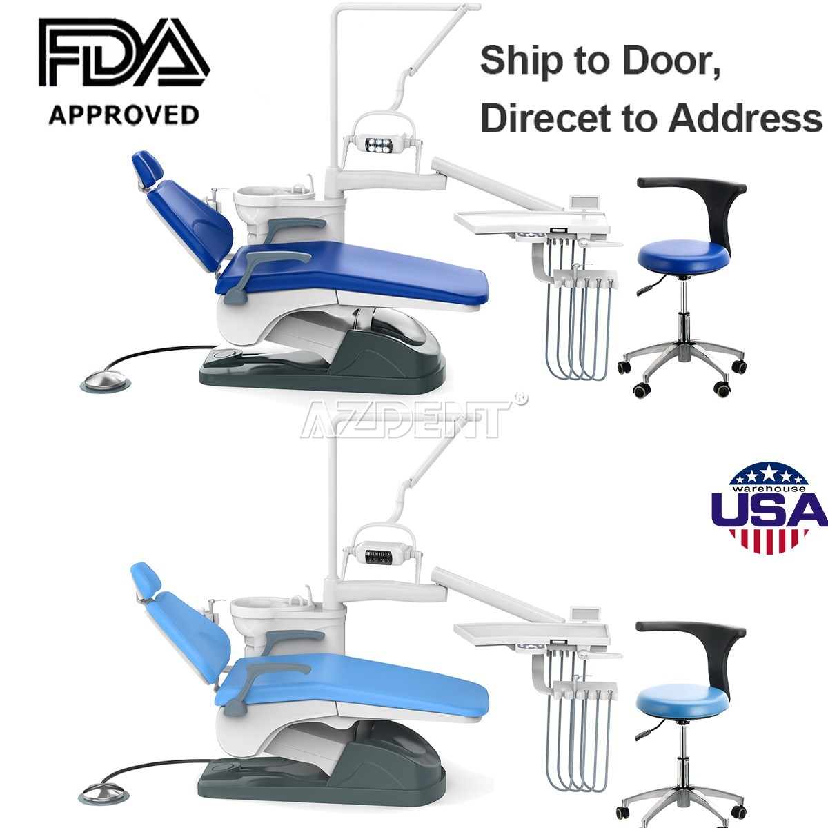 FDA Dental Unit Chair Computer Control Motor+Stool /Duckbill Strong Suction Tips