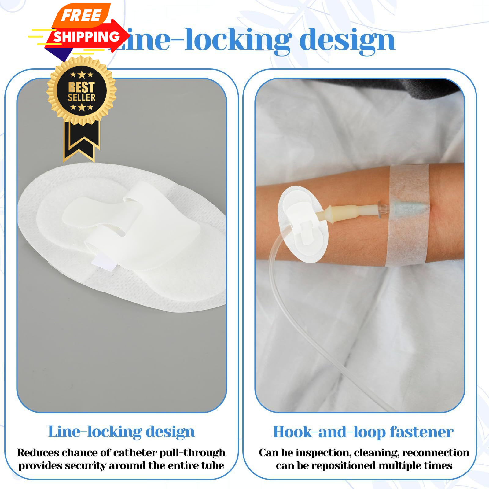 30 PCS Catheter Stabilization Device, Adhesive Feeding Tube Holder White