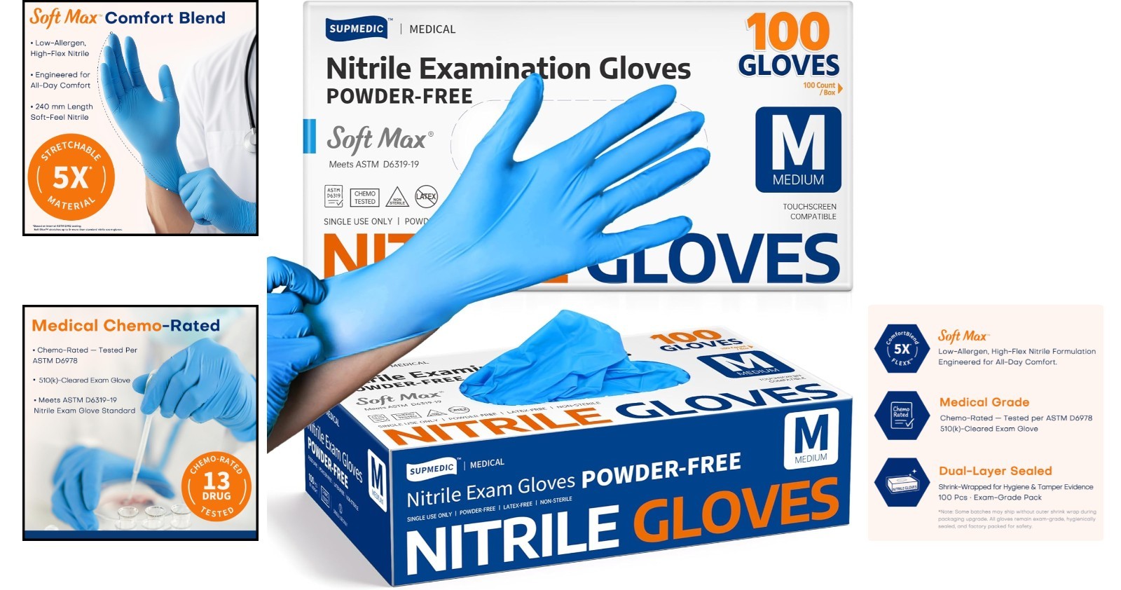100 Pack Disposable Nitrile Gloves – Ideal for Medical and Food Handling