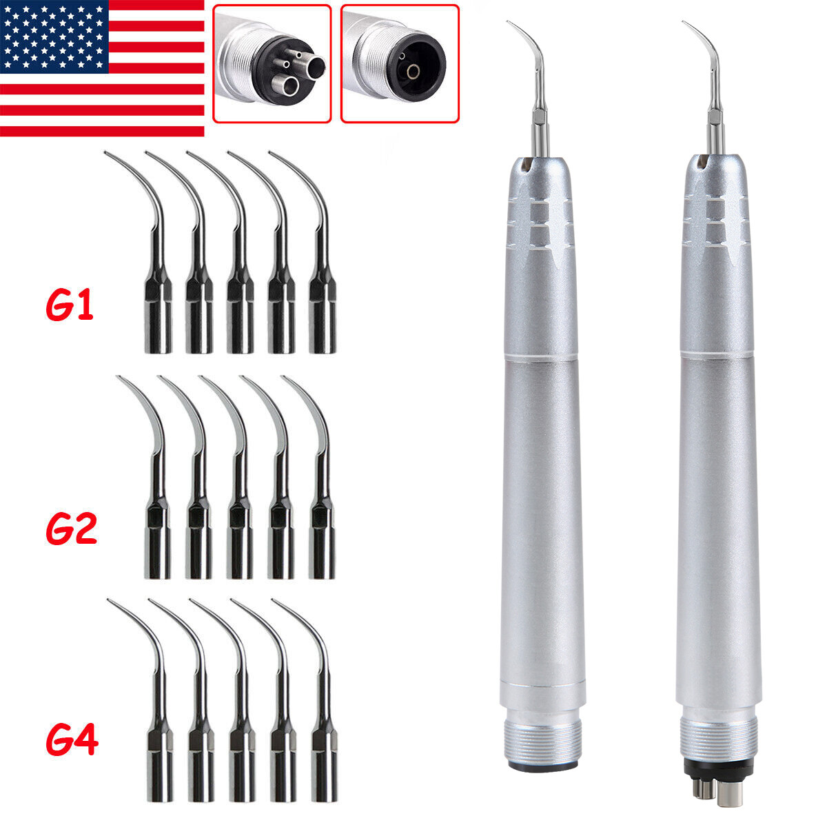Dental pieza de Mano de Escalador de Aire Sónico+G1, G2, G4 Puntas USA