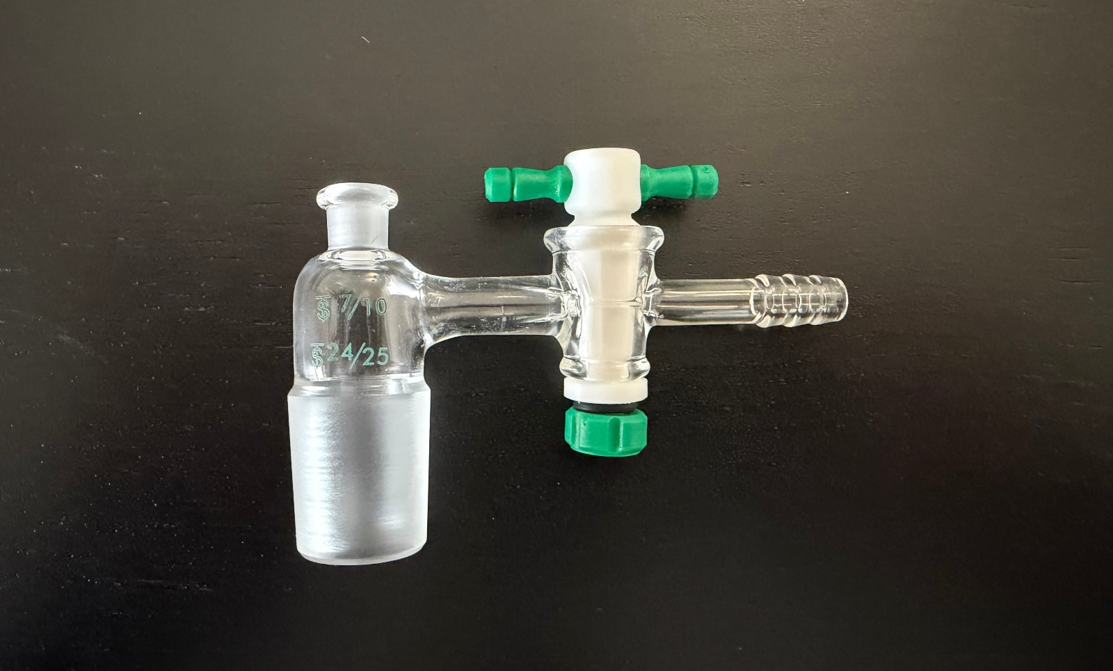 (New) Chemglass Vacuum Adapter 7/10 Upper 24/25 Lower with PTFE Stopcock