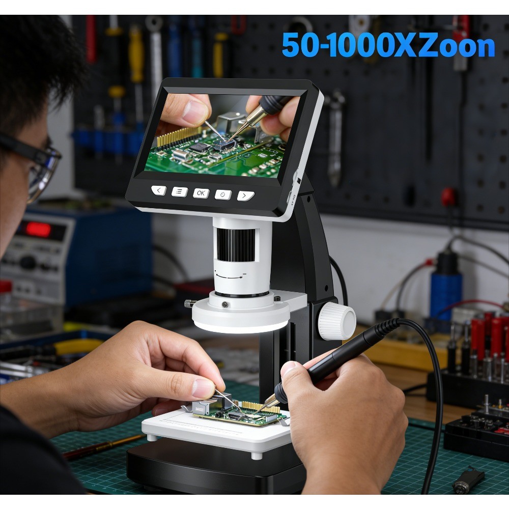 4.3″ LCD USB Digital Microscope 2MP 1080P HD 1000X Electronics Repair Soldering