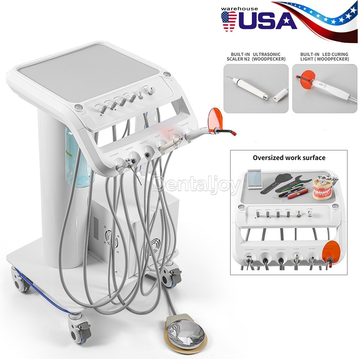 Portable Dental Delivery Unit Syringe Suction Turbine With Air Compressor 4Hole
