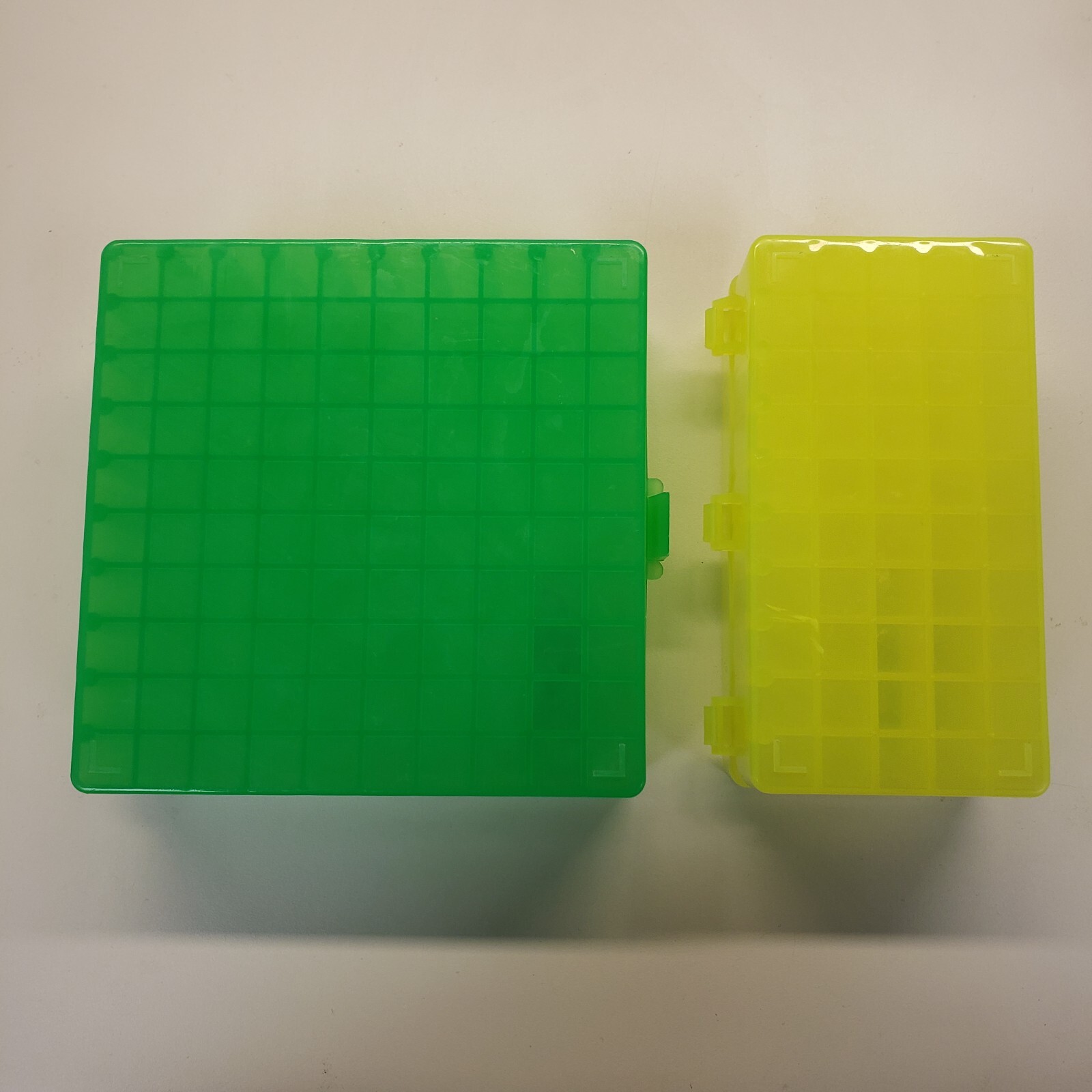 USA Scientific Polypropylene hinged freezer storage boxes, 50- and 100-place