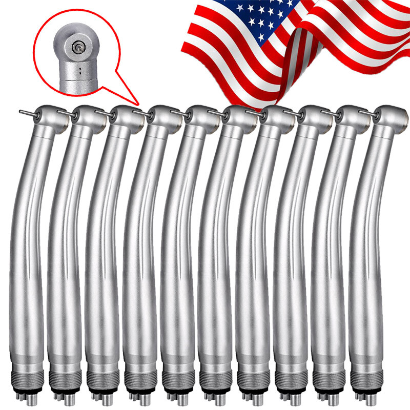 10pcs Dental High Speed Handpiece Push Button Standard Head Single Spary 4 Holes