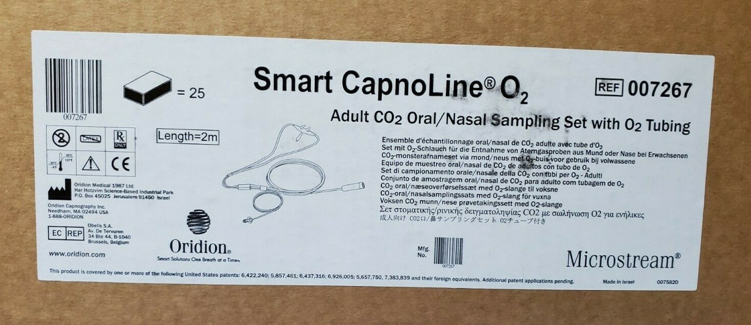 ORIDION Capnography Microstream Smart CapnoLine O2 Co2 Oral/Nasal Sampling Set