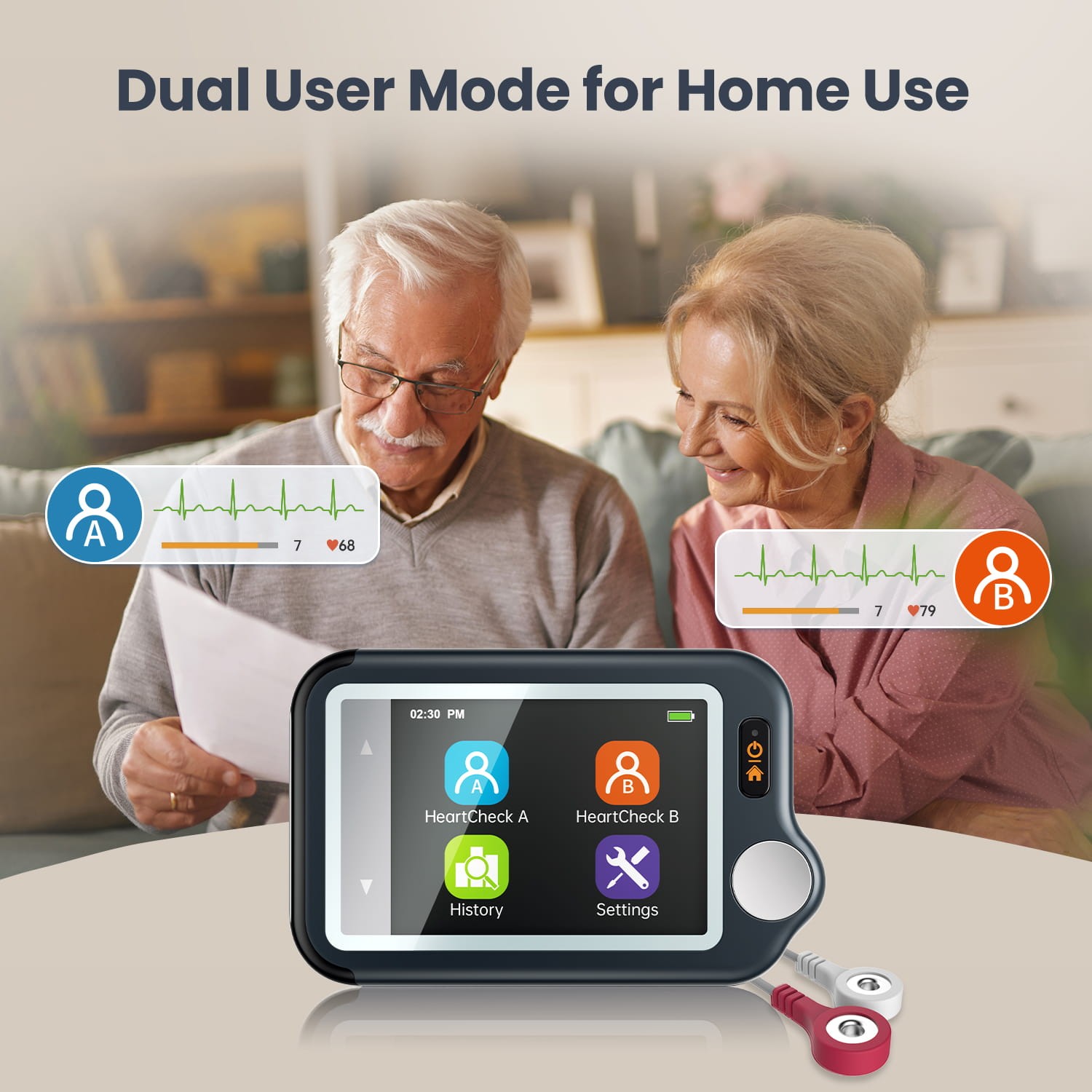 Touch Screen EKG Monitor Heart Monitor with ECG Cable AI-ECG Analysis via App