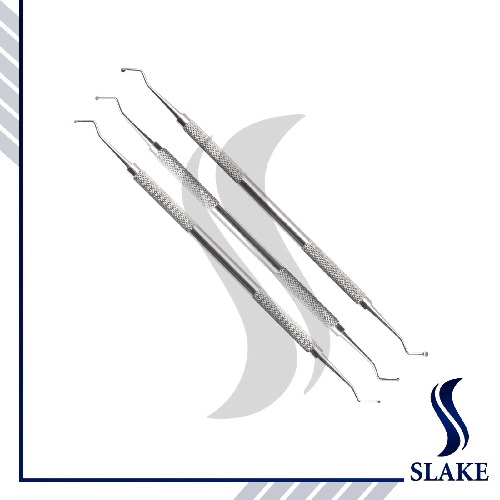 NEW DENTAL EXCAVATOR SET OF 3 RESTORATIVE SPOON DOUBLE ENDED SLAKE INSTRUMENTS
