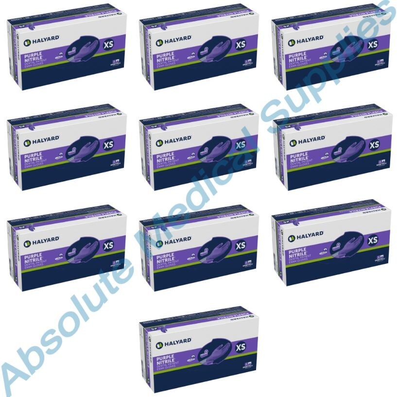 *1,000-Gloves* Halyard Purple Nitrile Powder-Free Dental Exam X-Small 53430