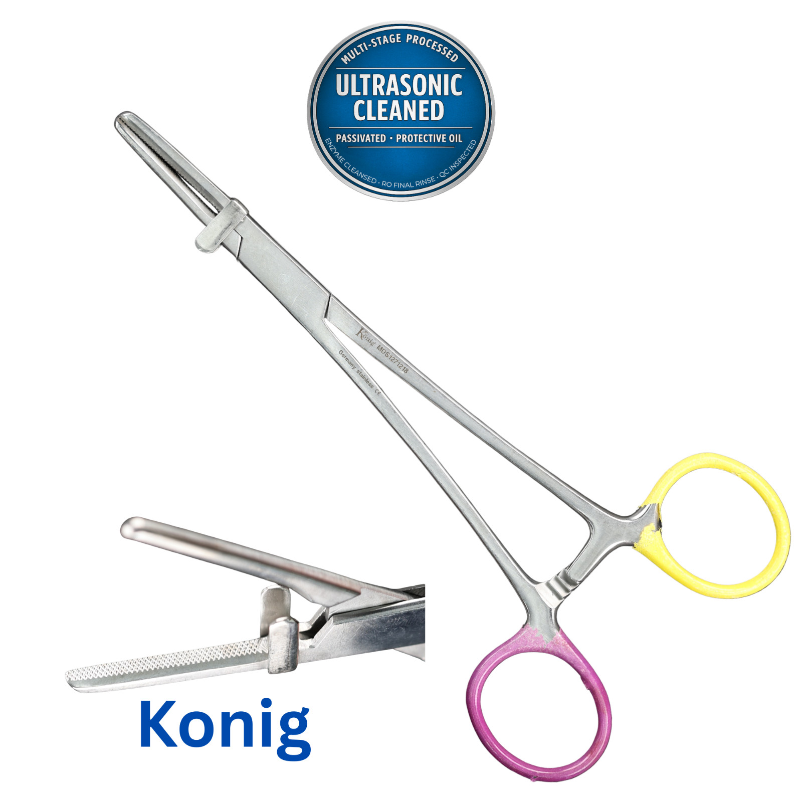 Konig MDS1271218 Tube Clamp Forceps, Serrated, Straight, 7-1/8″