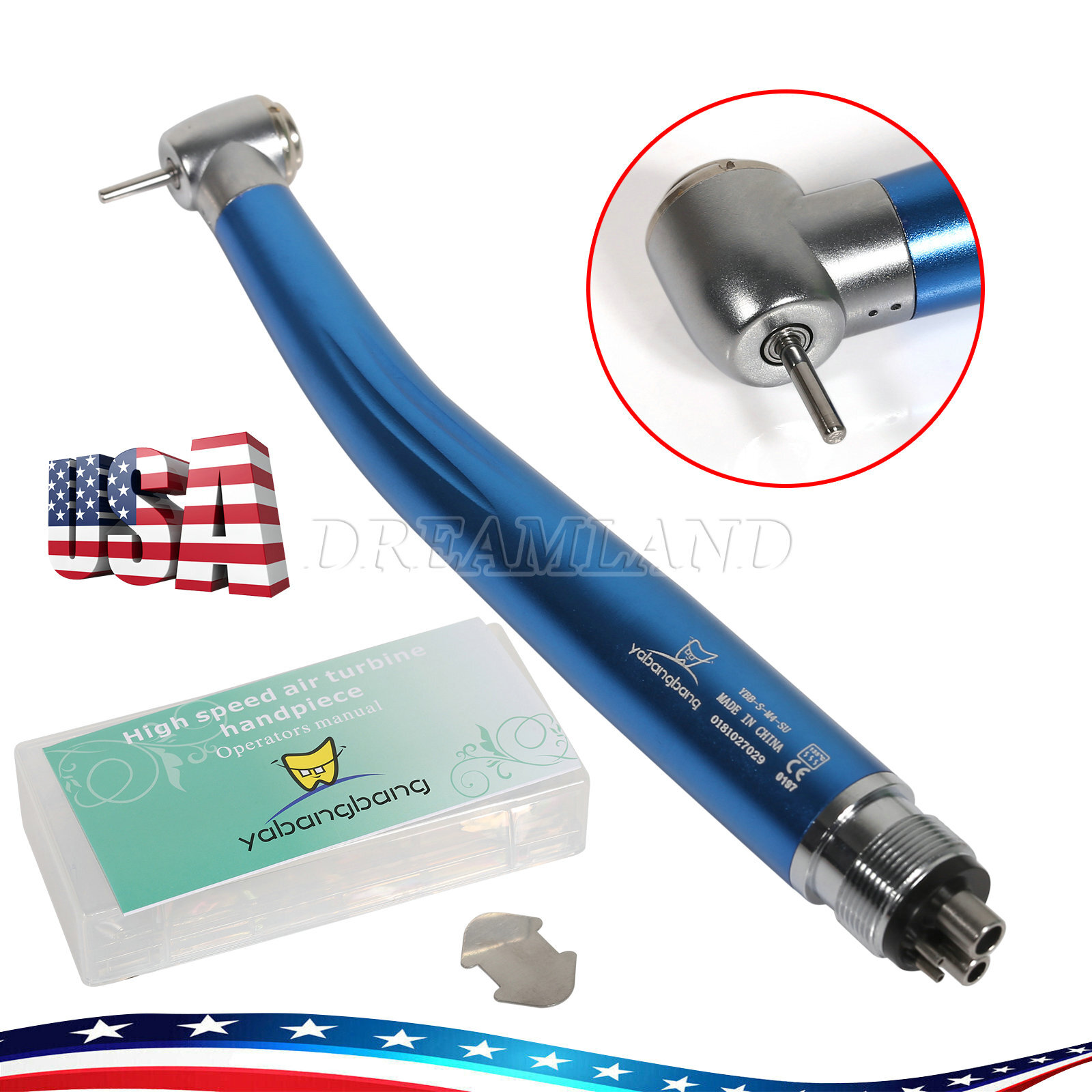 Yabangbang Dental LED E-generator Fiber Optic/High Speed Handpiece Turbine 4Hole