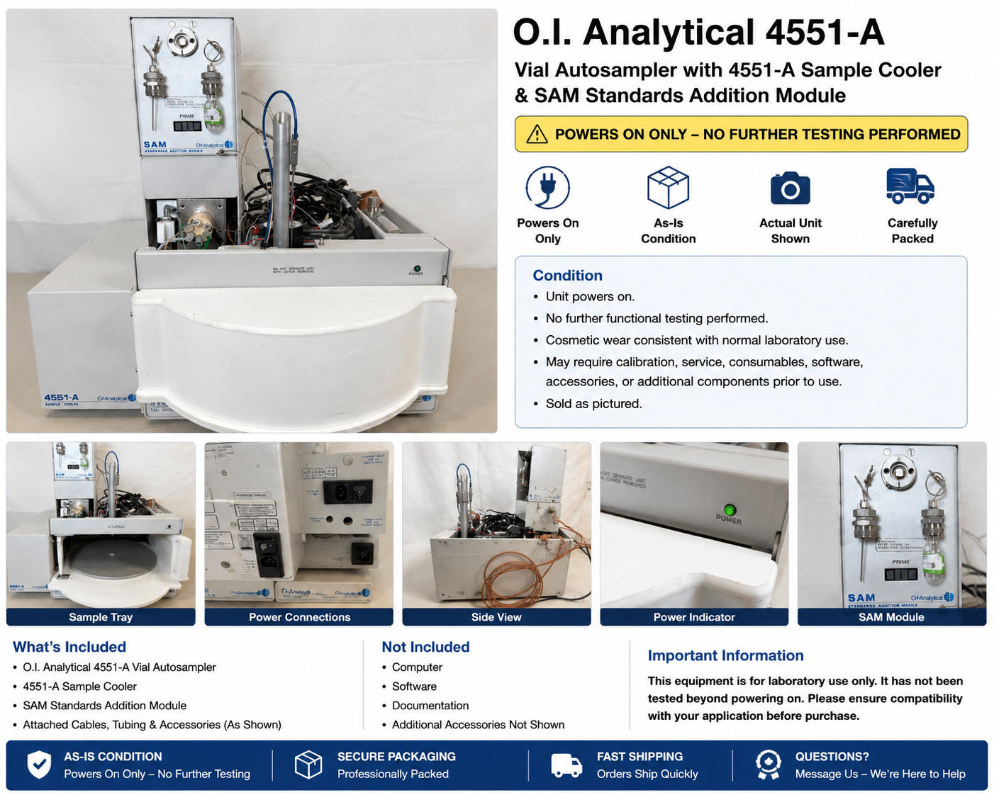 OI Analytical 4551-A Vial Autosampler w/ 4551-A Sample Cooler & SAM Module