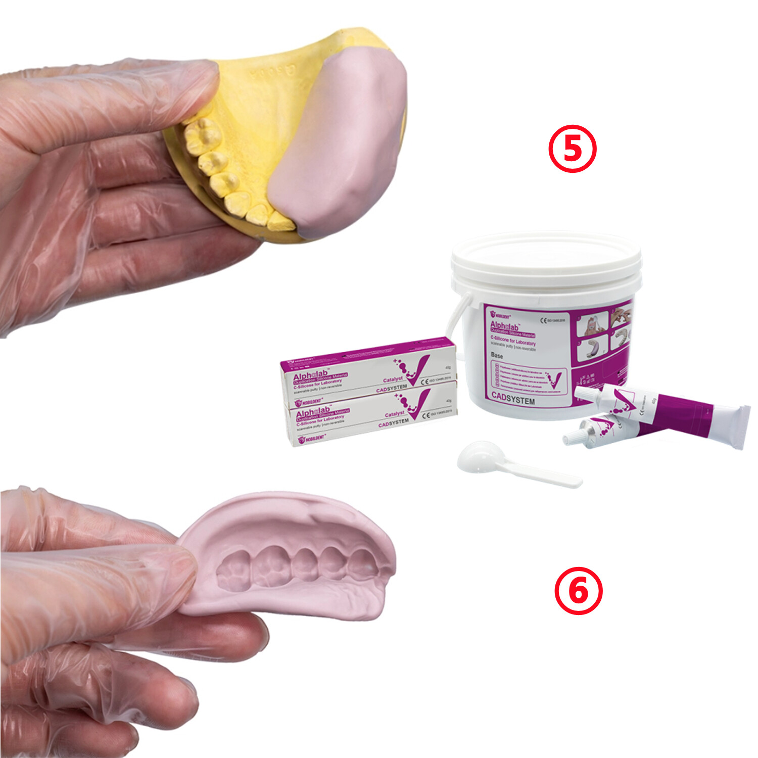 Dental Lab Automix Flexible C-Silicone-Based for Gingival Mask Duplication Model