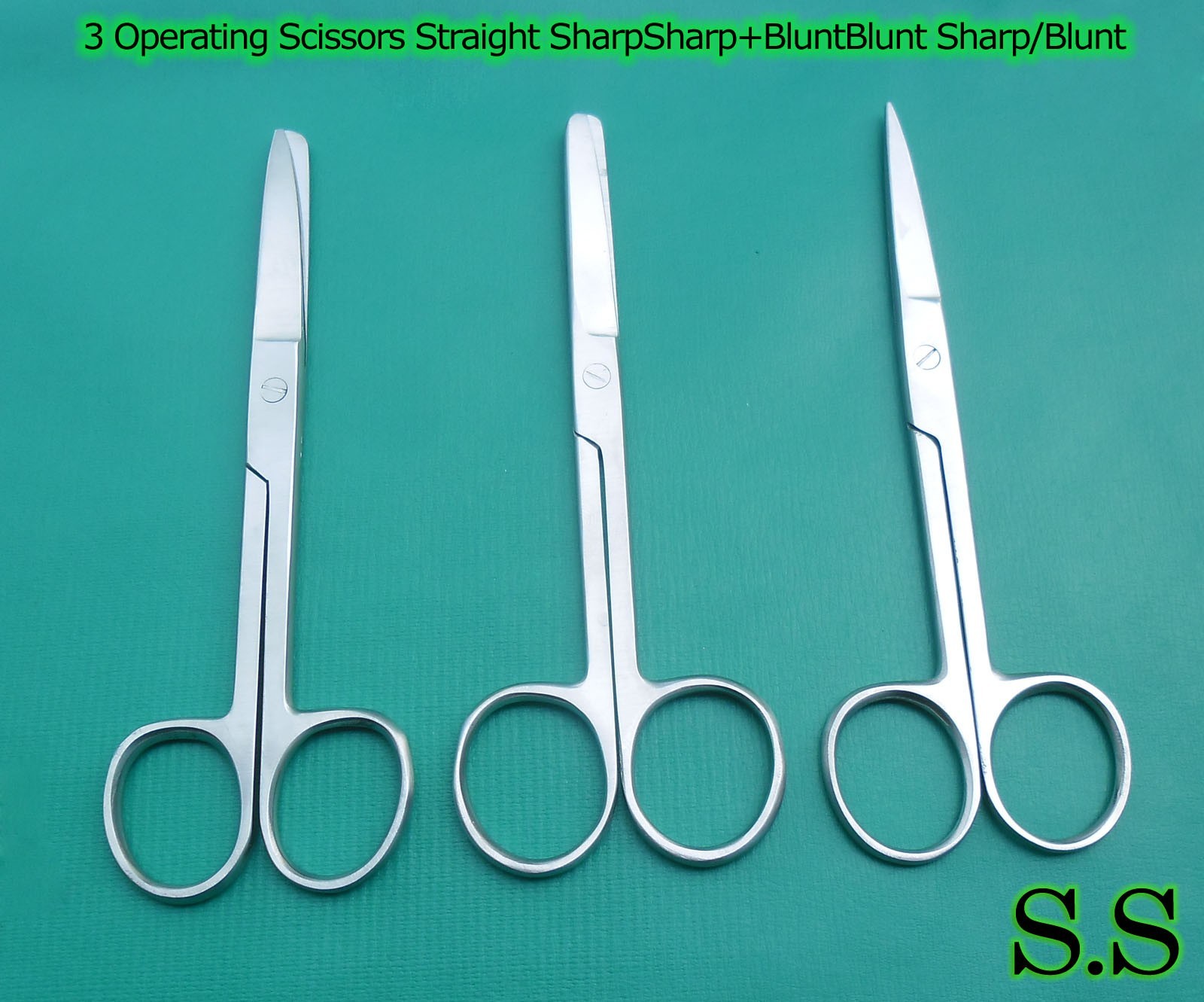 3 OPERATING DISSECTING SCISSORS 4.5″STRAIGHT BLUNT/BLUNT SHARP/SHARP BLUNT/SHARP