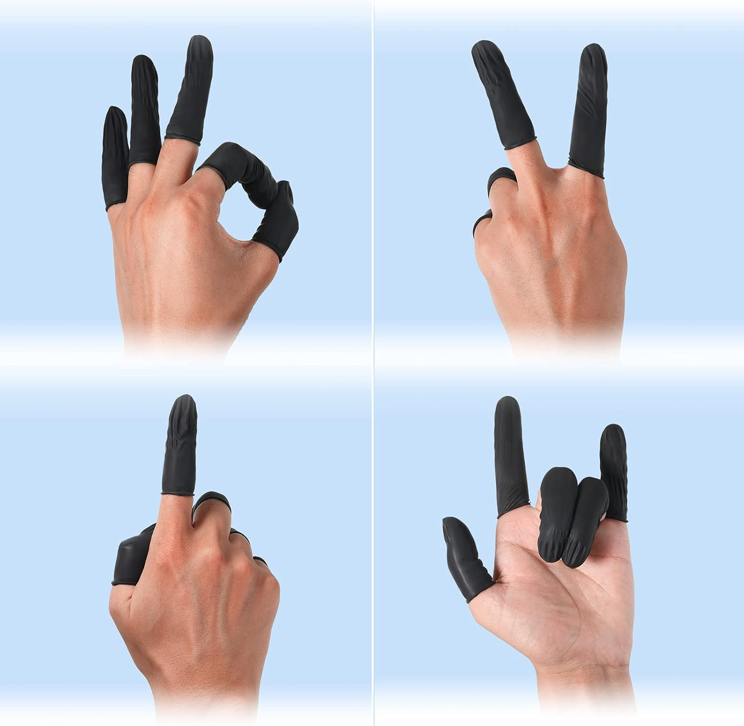 400 Pcs Disposable Latex Finger Cots Protective Fingertips Gloves Black Finge…