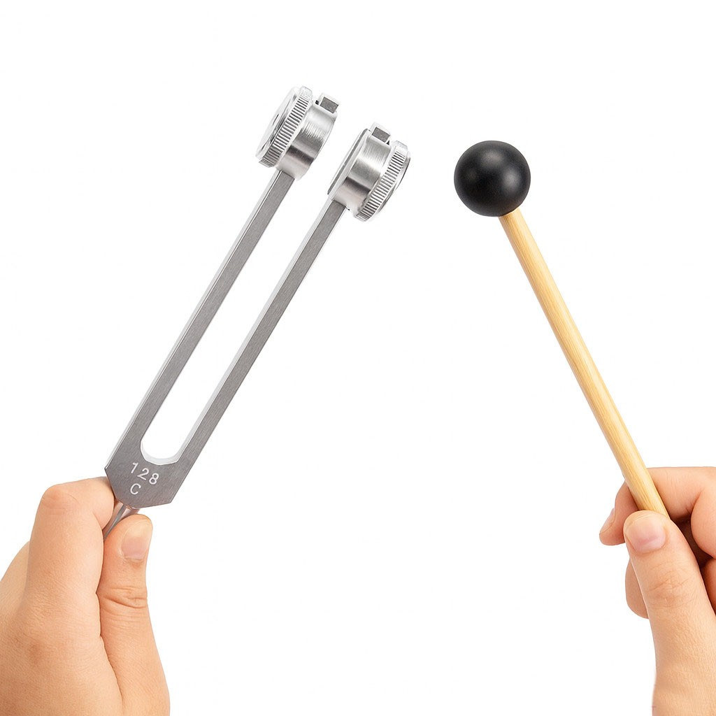 128Hz Healing Tuning Fork with Silicone Hammer Sound Therapy Musical Instrument