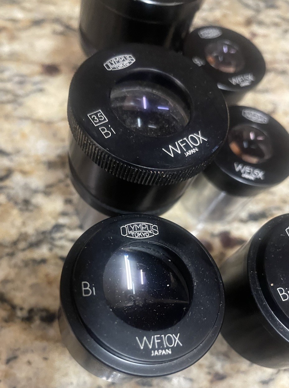 6 Olympus Microscope WFX Bi Eyepieces Magnification 10X & 15X- 47mm