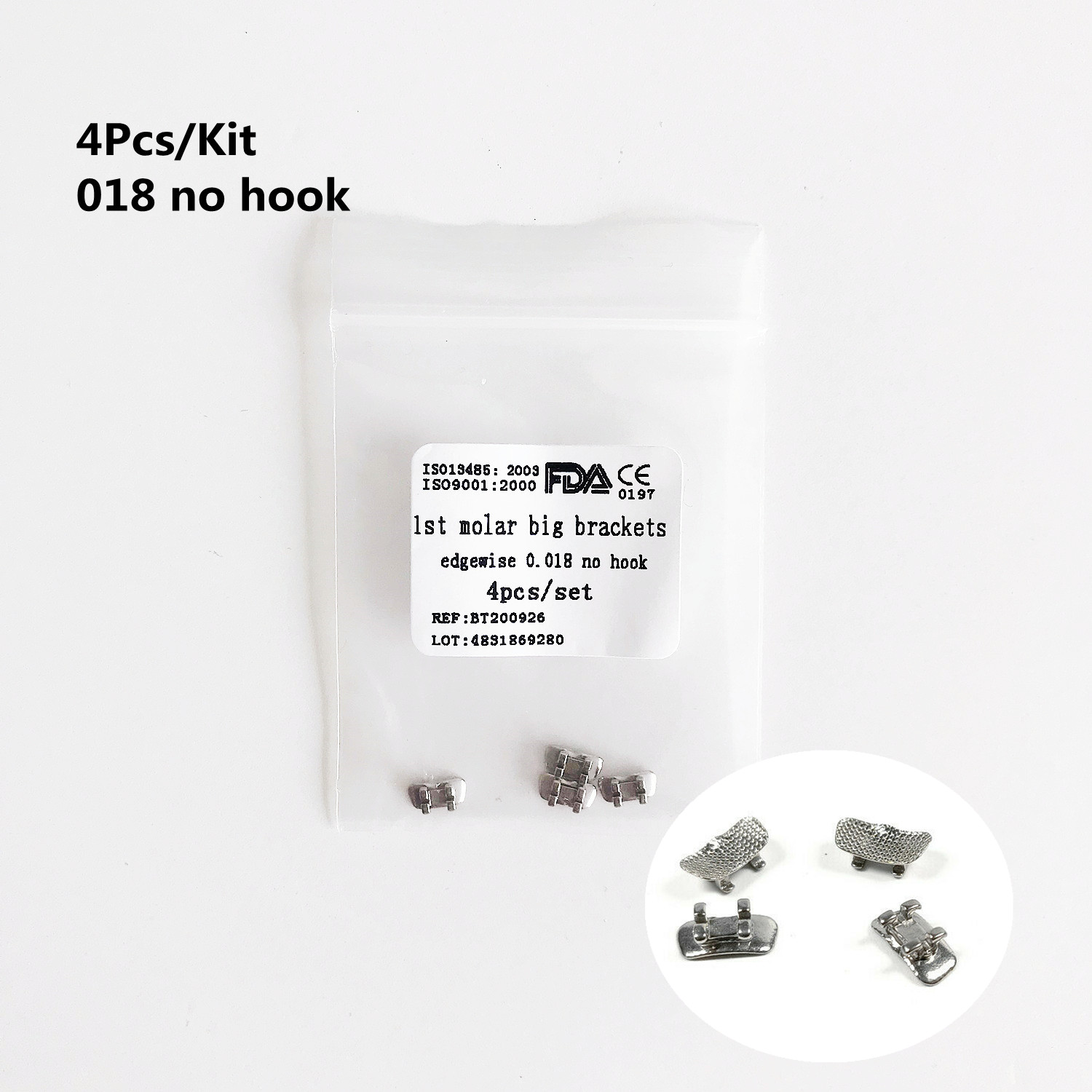 Dental Orthodontic 1st(6th) Molar Wide Big Bracket Edgewise 018 no Hook Roth MBT