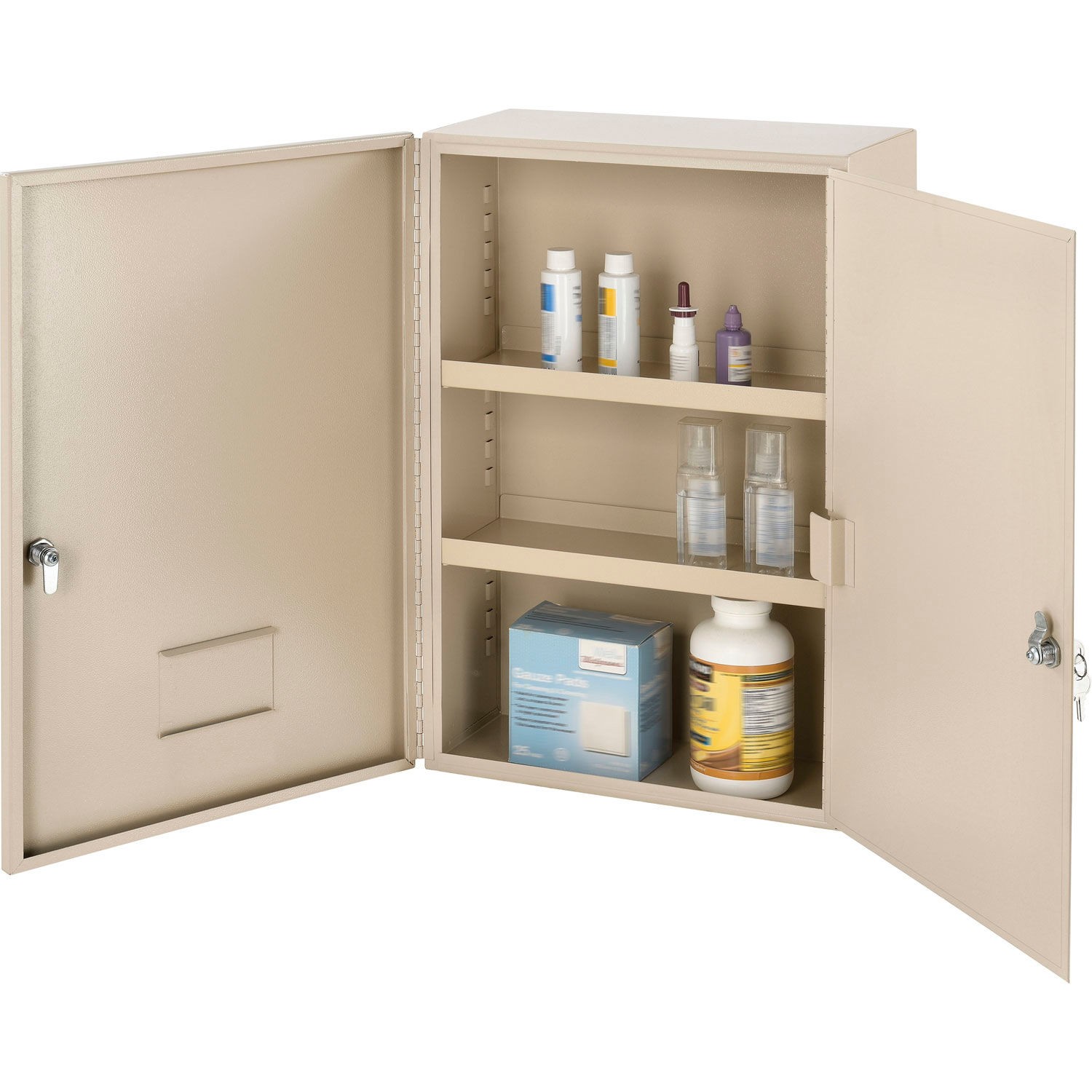 Medium Narcotics Cabinet Double Door Door Lock 16″W x 8″D x 24″H Beige