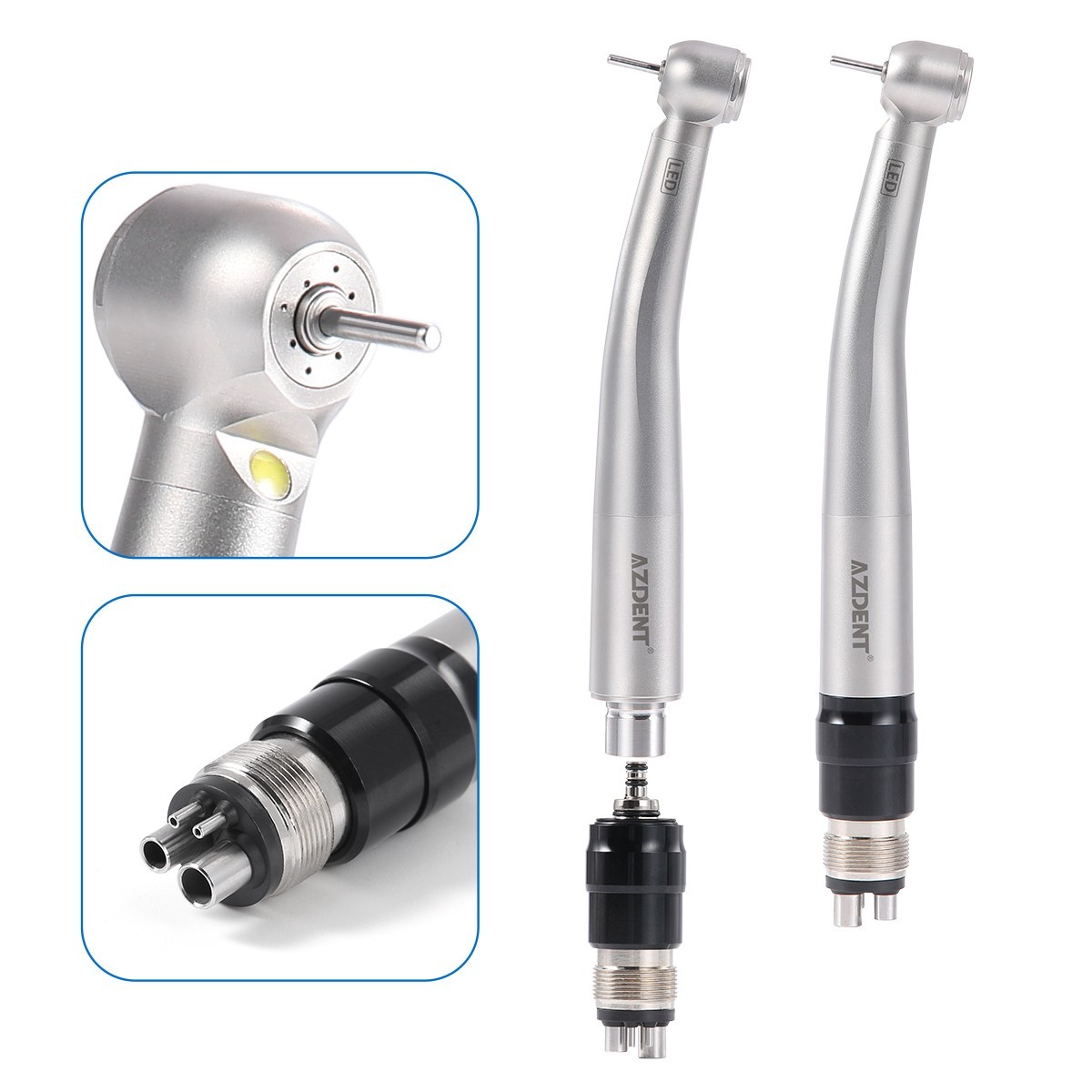 AZDENT Dental LED E-generator High Speed Handpiece with Quick Coupler 4Holes