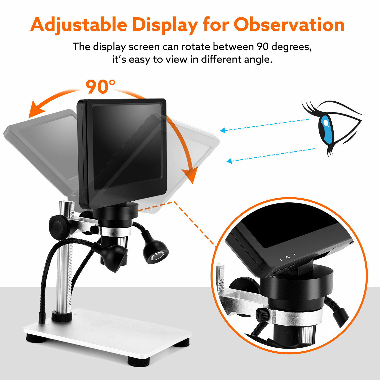TOMLOV 7″ Digital Microscope 1200X solder Magnifier coin microscope 1080P Vedio