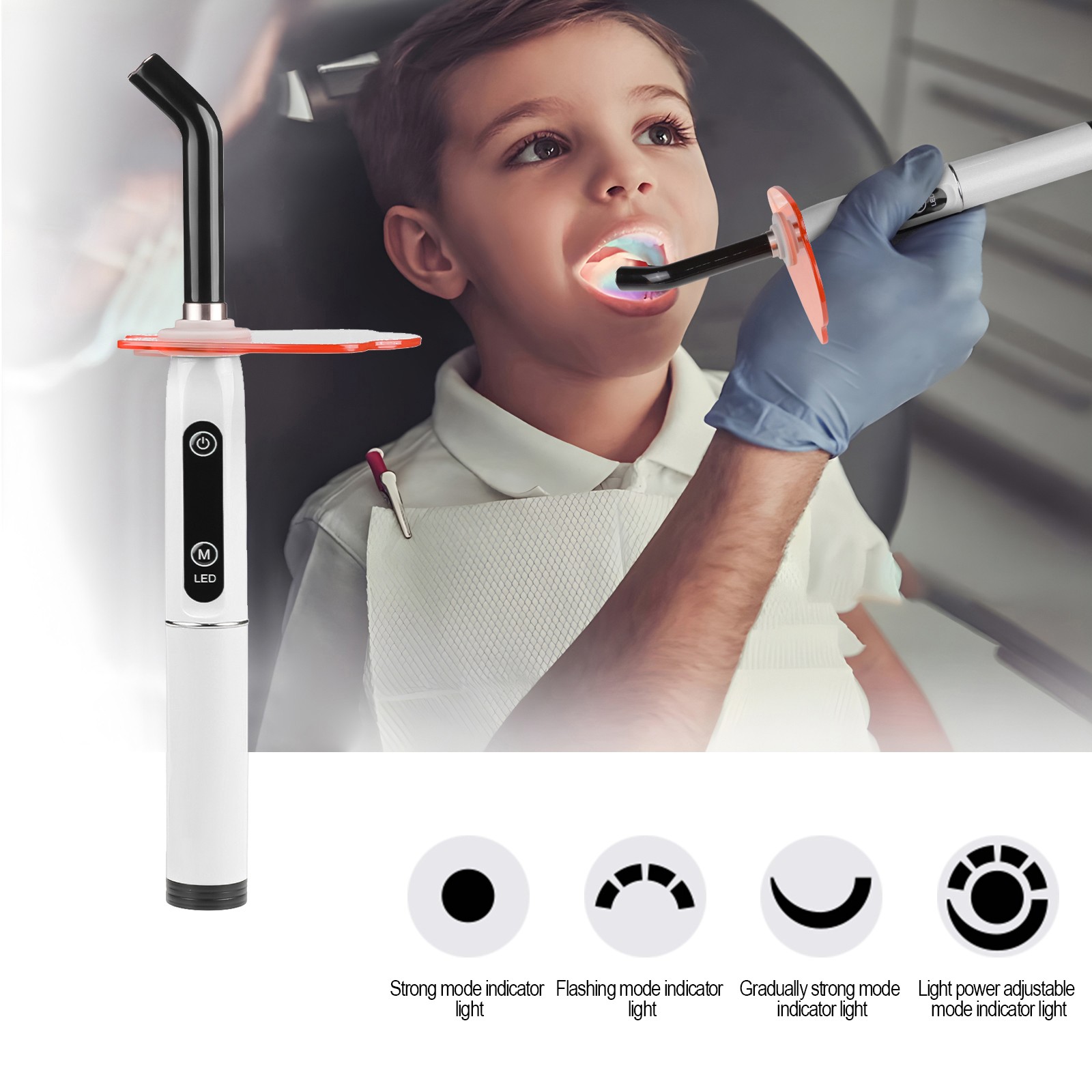 5W High Power Dental LED Curing Light 420-480nm Resin Cure Lamp 4 Working Modes