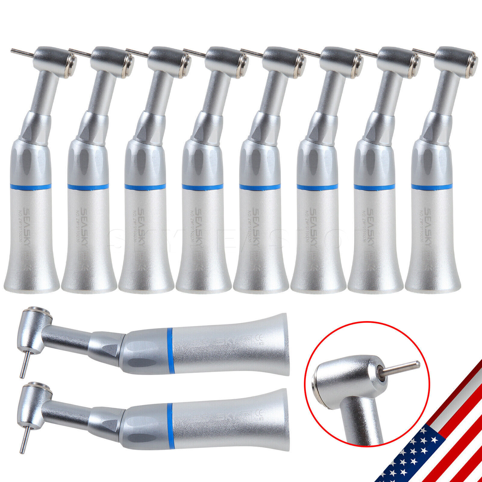 Dental Slow Speed Handpiece Push Button Contra Angle For NSK FG1.6mm Burs 1-10PC