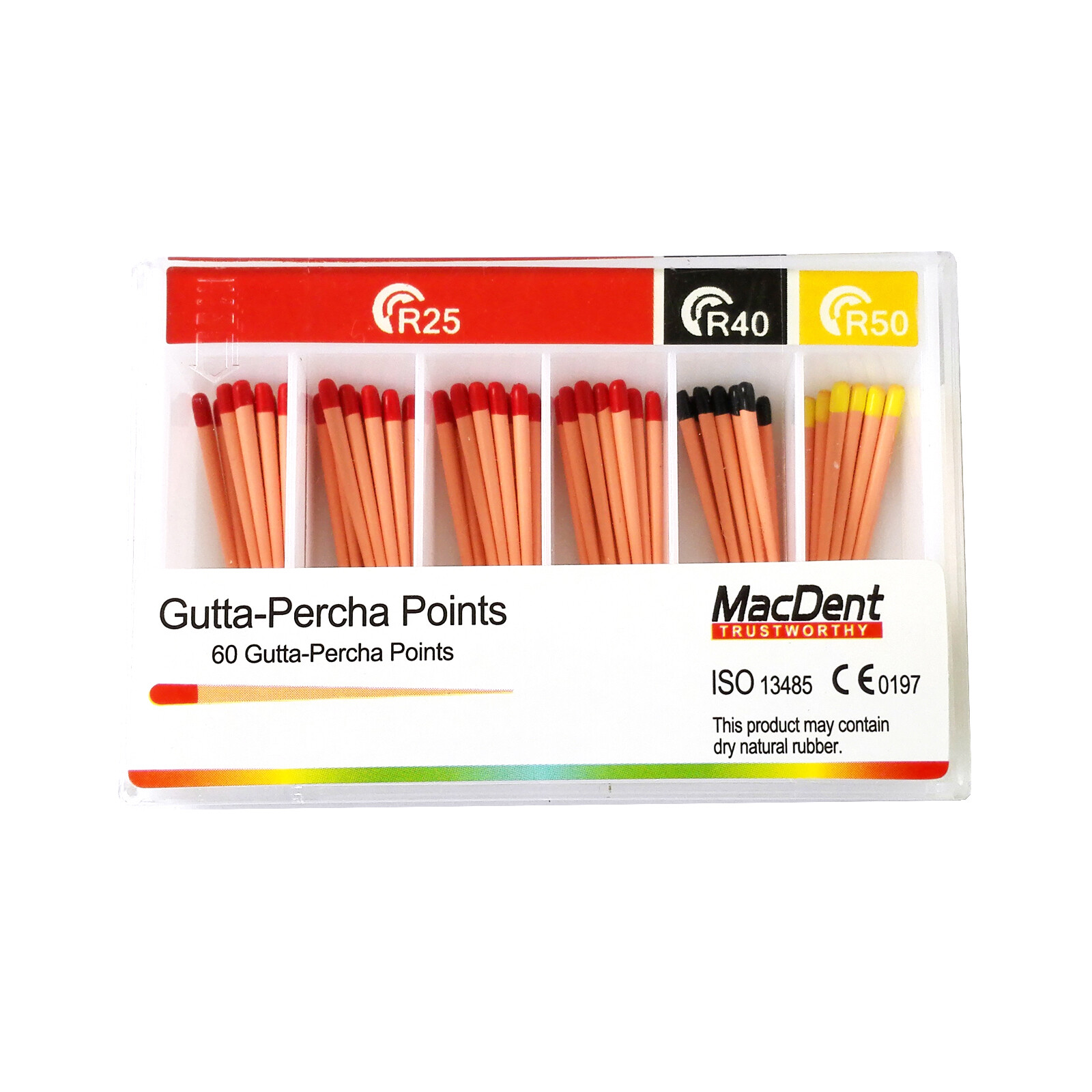 MacDent Dental Files Gutta Percha Points Absorbent Paper Tips R25 R40 R50