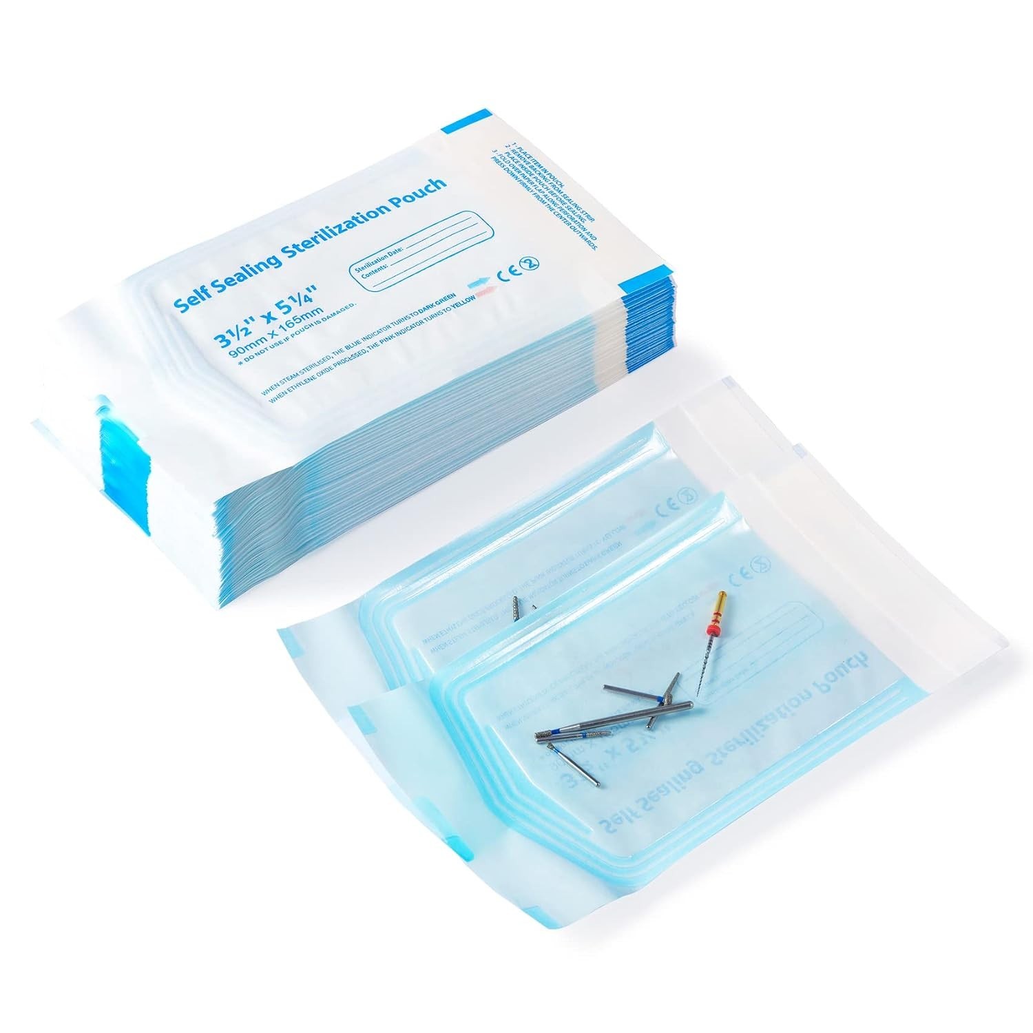 Versatile 3.5 X 6.5 Self-Sterilizing Pouches – 100 Pcs for Dental & Beauty Tools