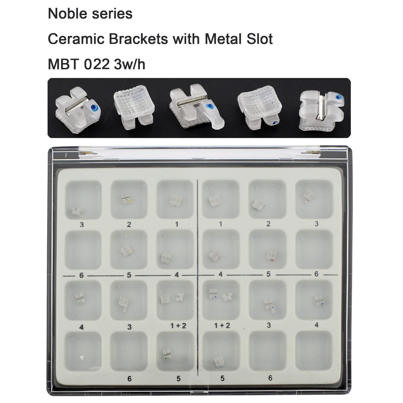 Dental Orthodontic Brackets Ceramic Braces Roth MBT 022 3 Hooks 5-5 Aesthetics