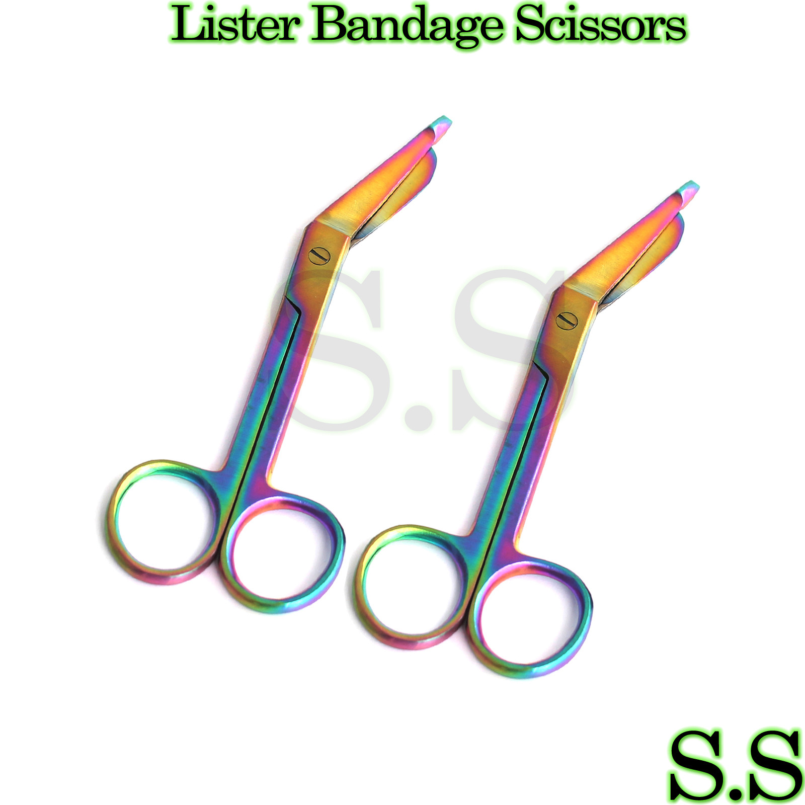 2 LISTER BANDAGE SCISSORS 5.5″ MULTI RAINBOW COLOR NURSE INSTRUMENTS