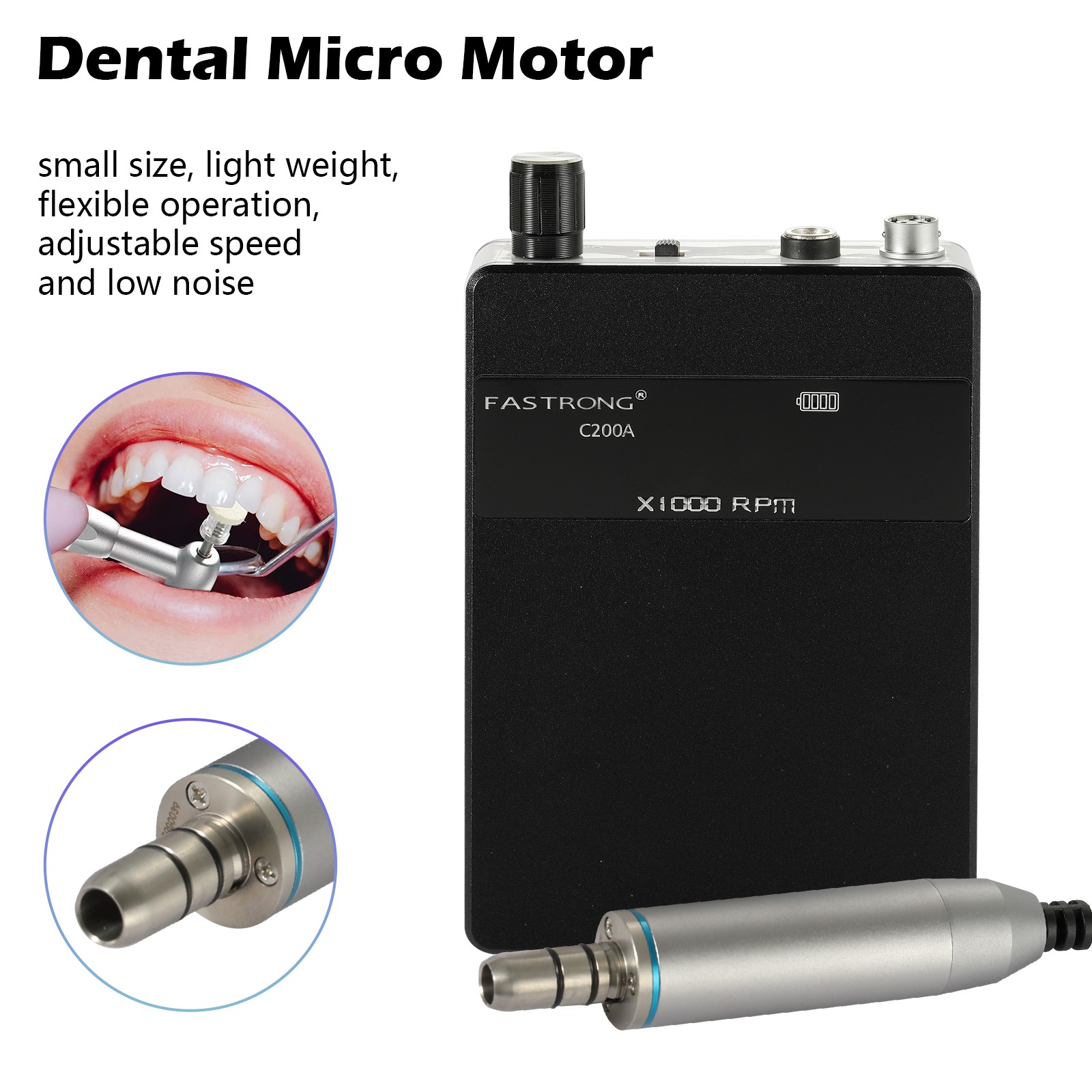 Dental Marathon Lab Electric Micromotor 35K RPM / Slow Handpiece Drill Burs Cups