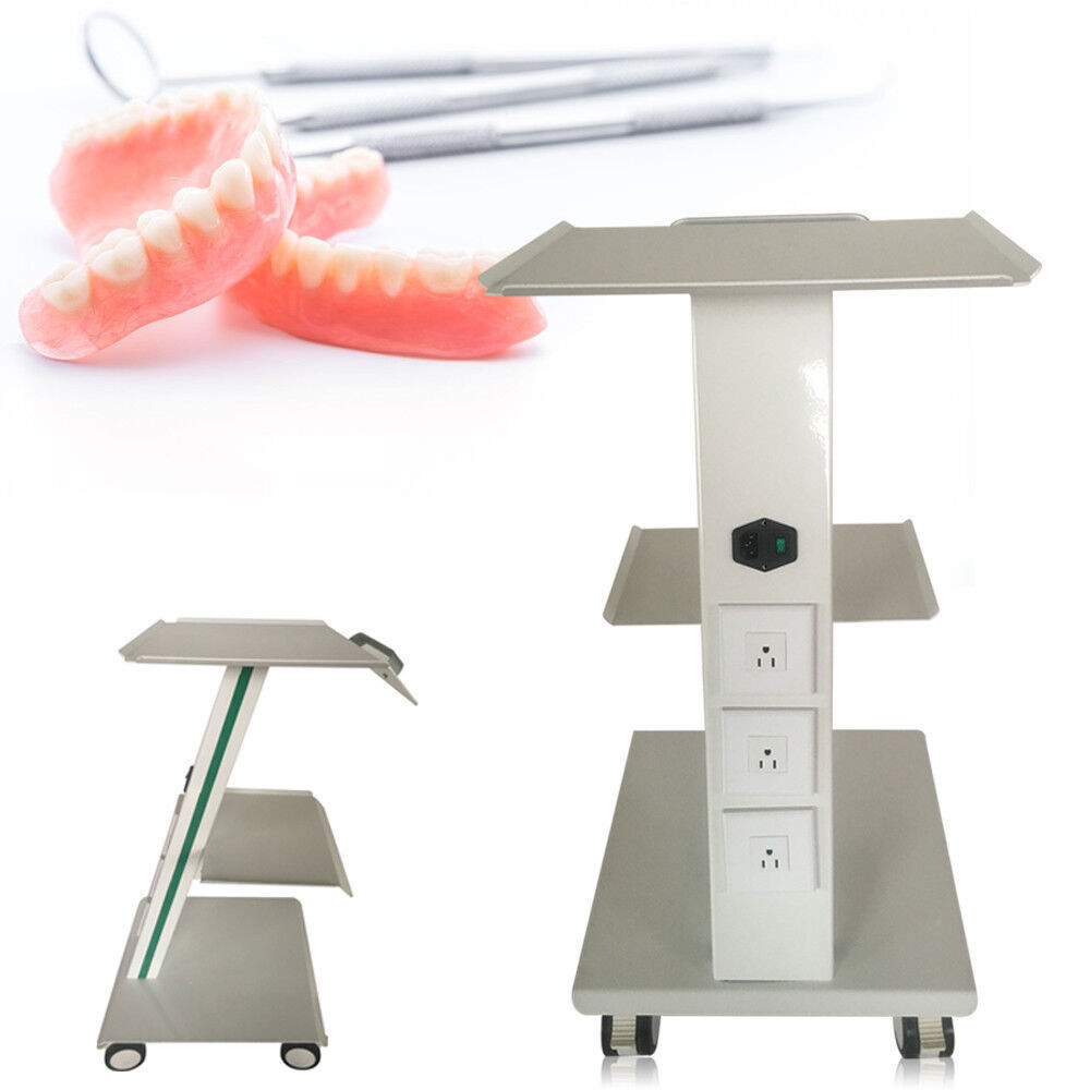 Mobile Dental Trolley Medical Tool Cart Three Layers w/ Foot Brake Trolley Cart