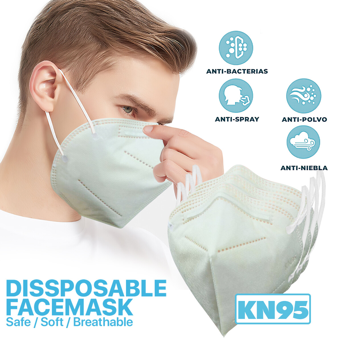 [20 Pieces] Disposable 5-Layers KN95 Face Mask Mouth Protective Cover (Yellow)