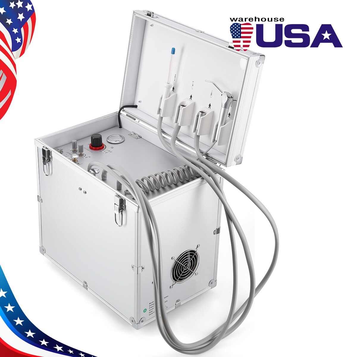 Portable Dental Delivery Unit Rolling Case Suction Air Compressor 4hole / Cart
