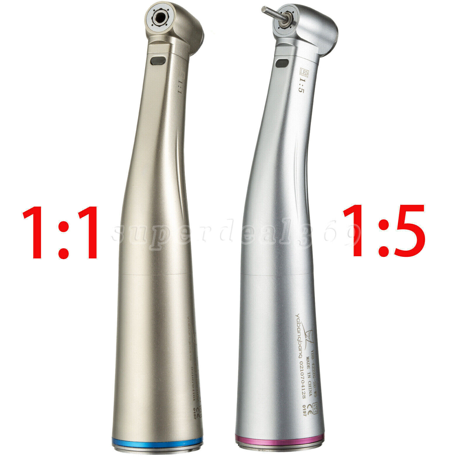 NSK Style Dental 1:1 1:5 LED Fiber Optic Handpiece Internal Spray Contra Angle