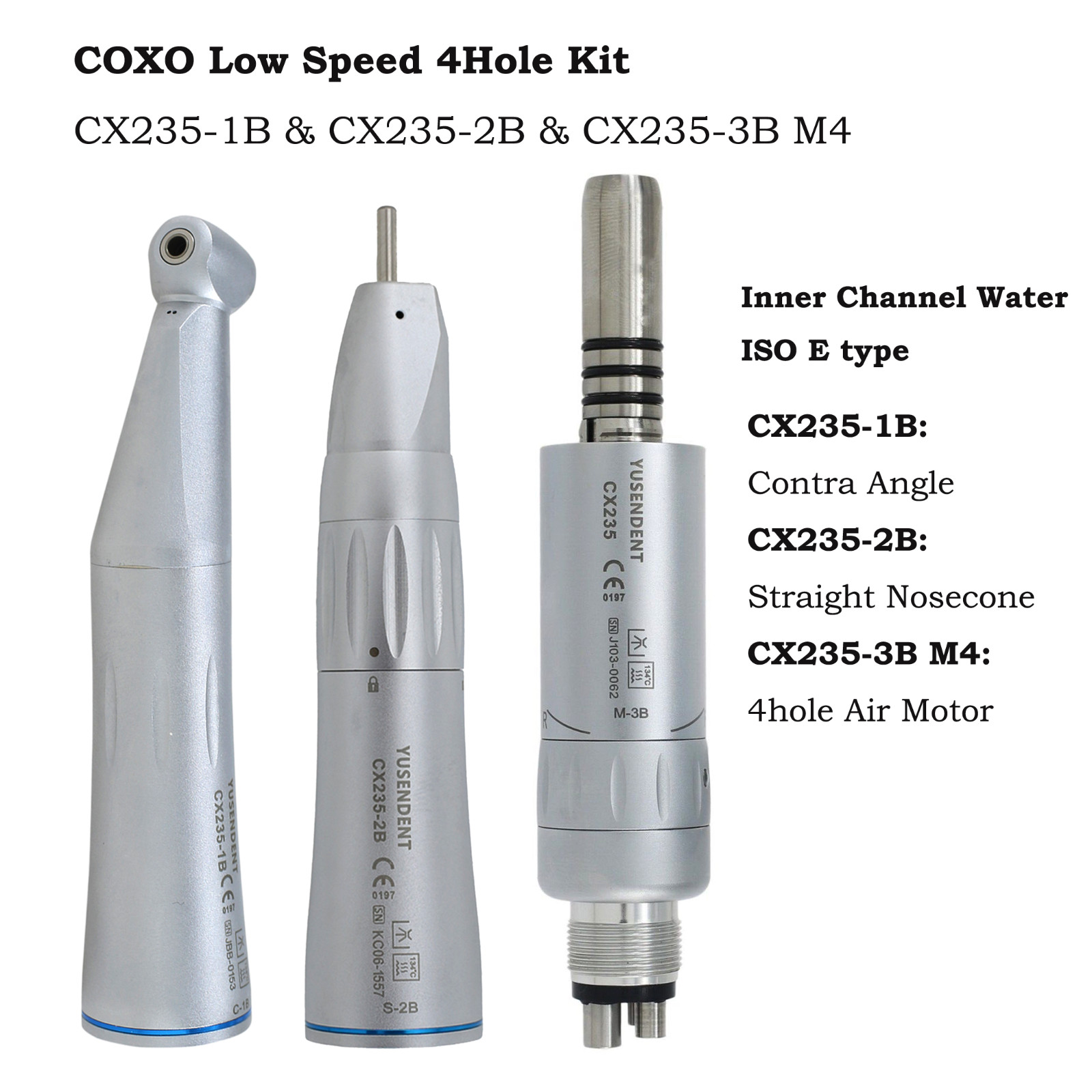 COXO Dental Slow Speed Handpiece Contra Angle Straight Air Motor 4H CX235-1B 2B