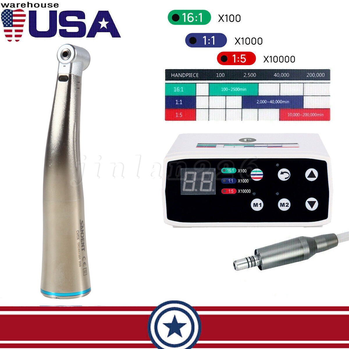 SANDENT Dental LED Brushless Electric Micro Motor/1:1 LED Handpiece