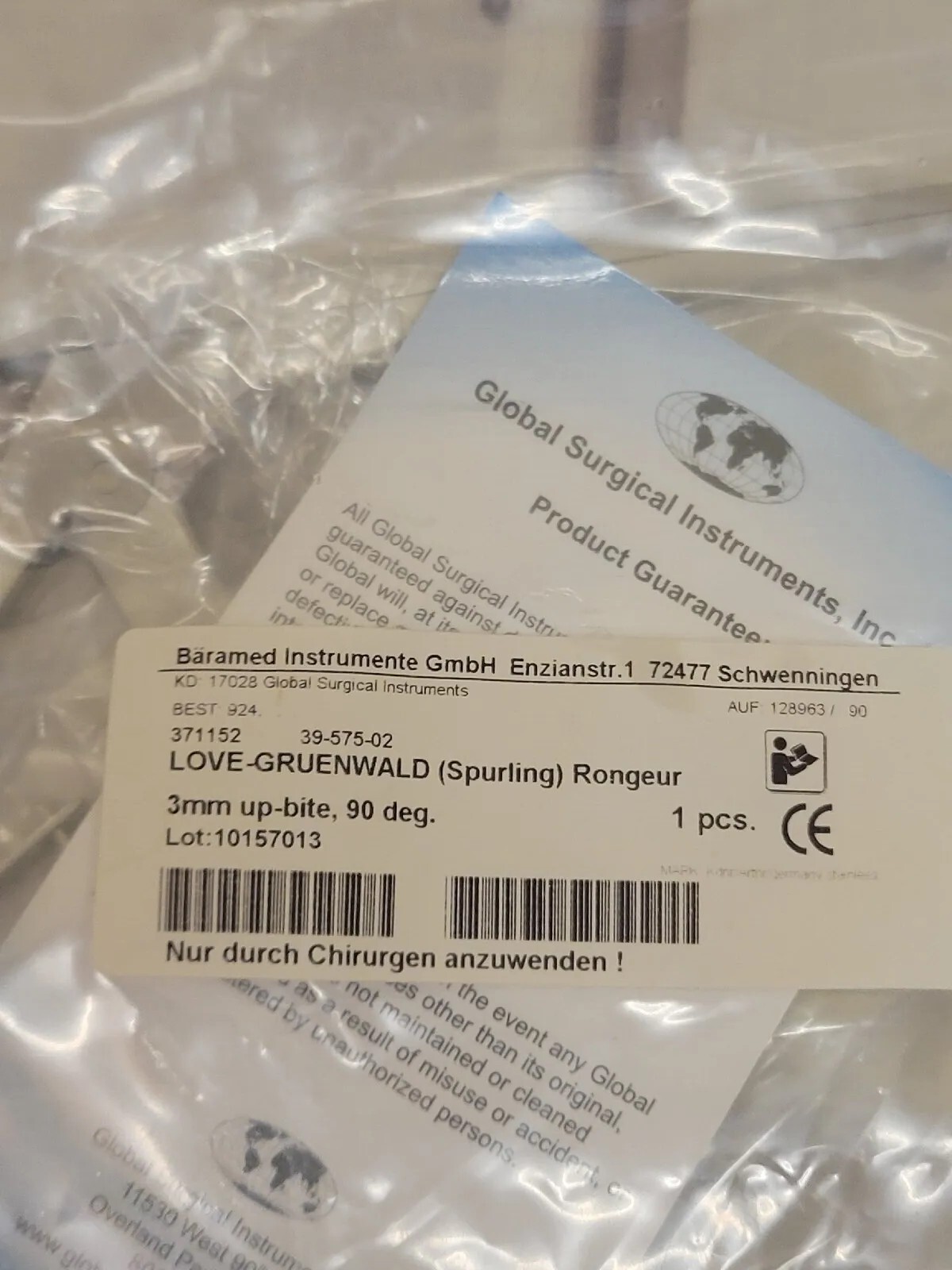 NEW love gruenwald rongeur 3mm up-bite 90 Degree Germany Stainless Steel