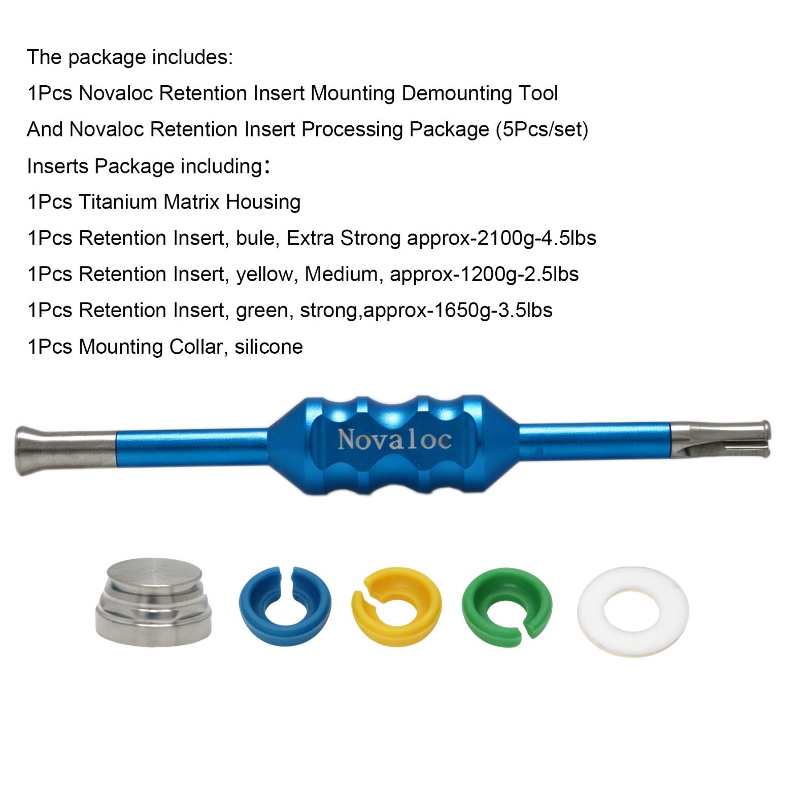 US Dental Novaloc Retention Insert Cap Tool Peek Inserts Titanium Matrix Housing