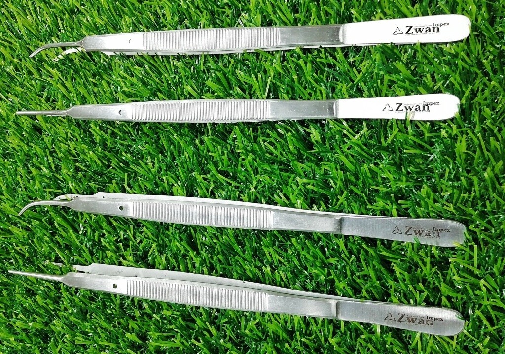M/S Zwan Impex Gerald Tissue Forceps 2p Plain & 2p 1*2 Teeth 18cm STR & CUR