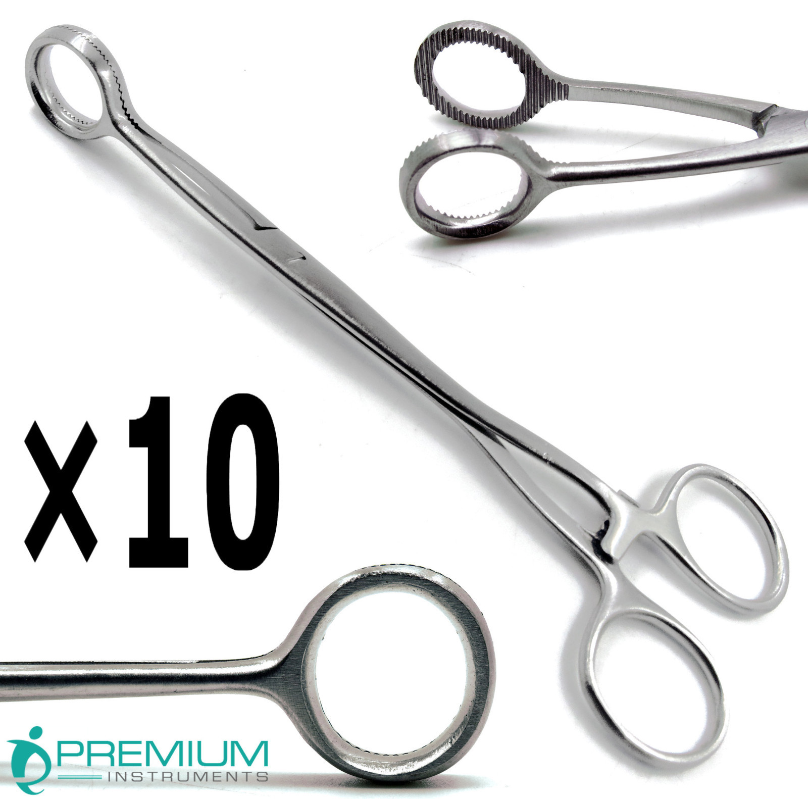 10× Collins Tongue Seizing Forceps 6.5″ Jaws 20mm Surgical Instruments