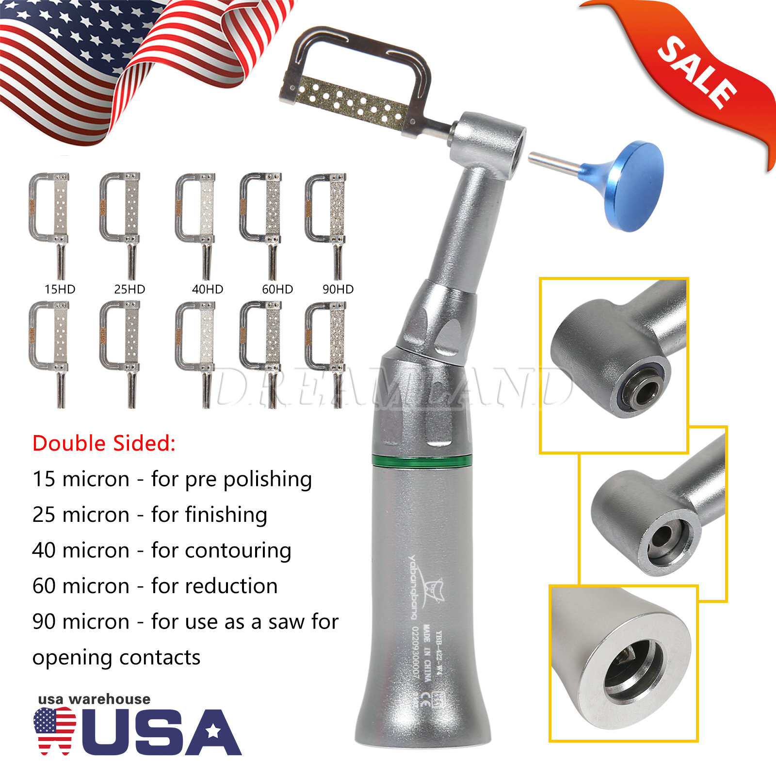 1-5 Dental 4:1 Contra Angle Handpiece Interproximal Strip IPR / Air Motor 4H