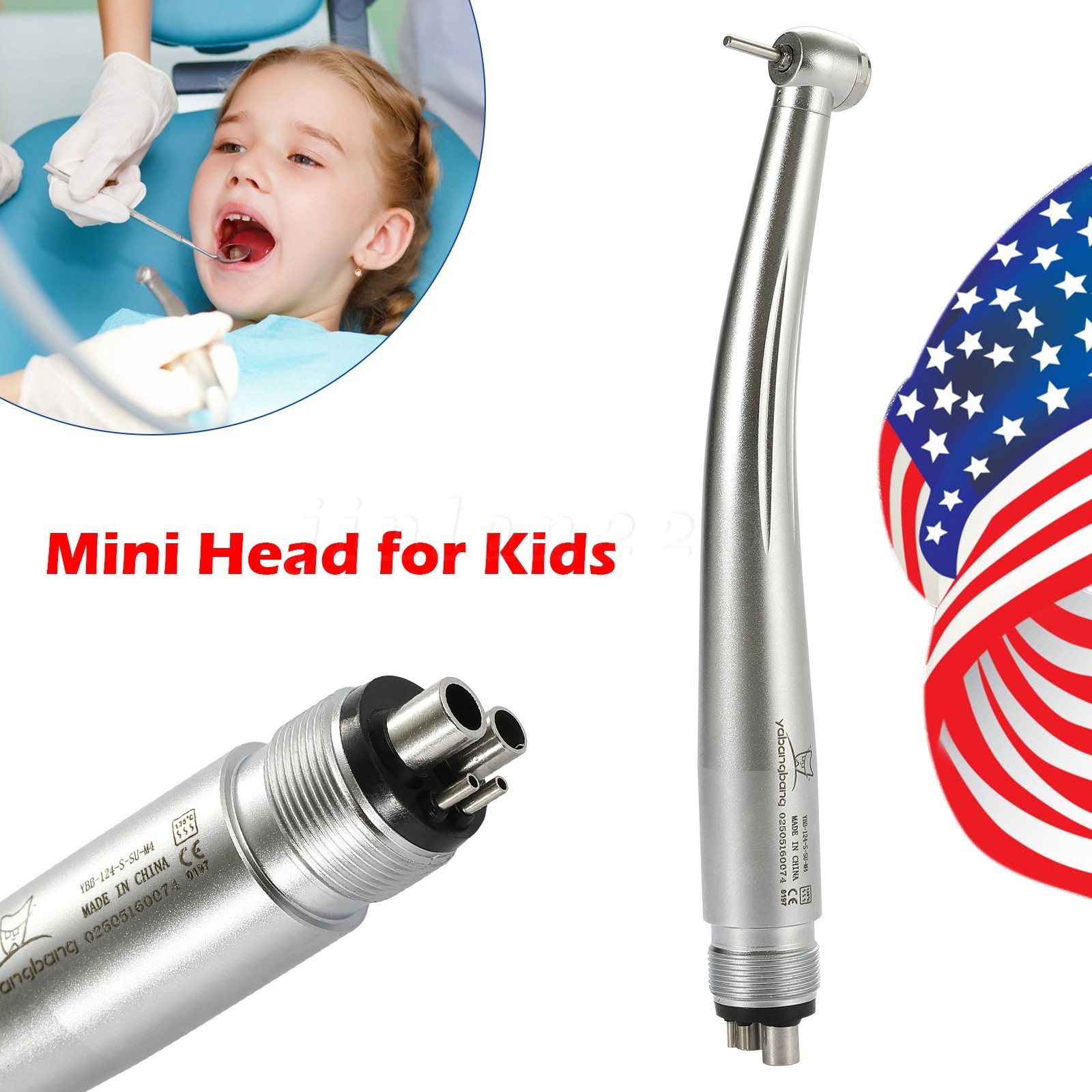 Dental High Speed Handpiece Small Mini Head Turbine 4 Hole Fit NSK