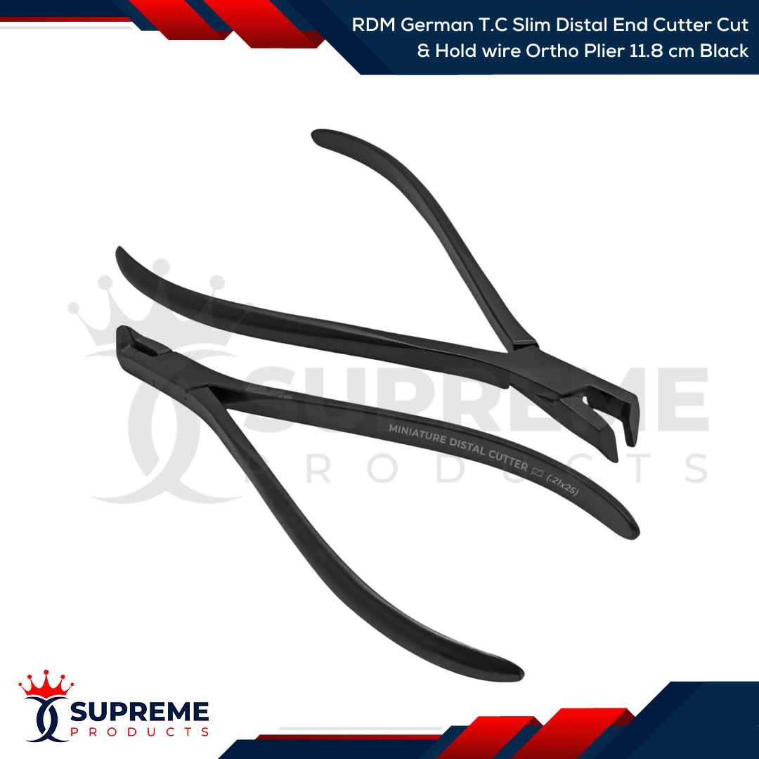 RDM German T.C Slim Distal End Cutter Cut & Hold wire Ortho Plier 11.8 cm Black