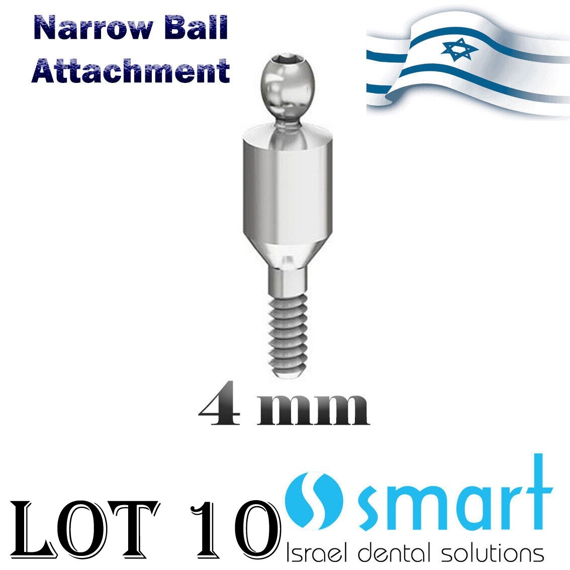 Lot x10 Ball attachment abutment narrow slim platform 2.1 titanium 4mm
