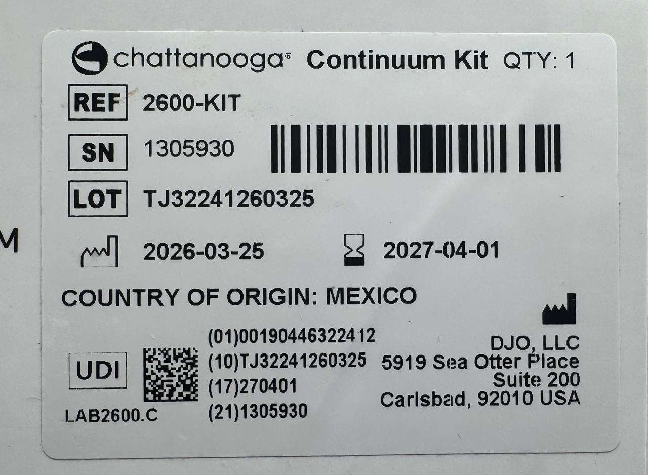 Chattanooga Continuum Kit REF 2600-KIT Medical Therapy Device Exp 2027