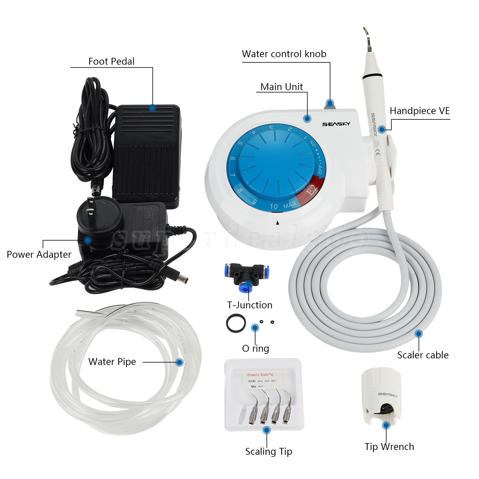 Dental Ultrasonic Piezo Scaler Teeth Cleaner fit with EMS Handpiece Tips E2 FDA