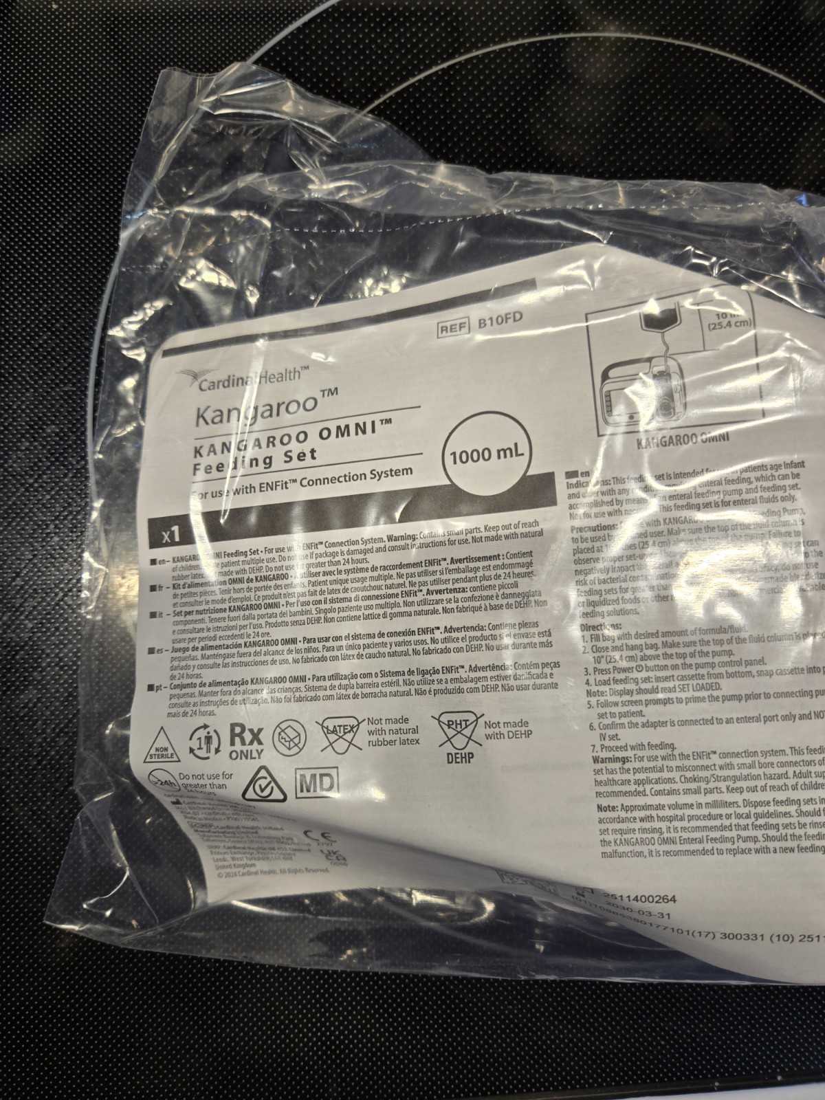Kangaroo OMNI Feeding Set Flush Bag 1000mL Bag Set for OMNI Feeding Pump, 26 Ct